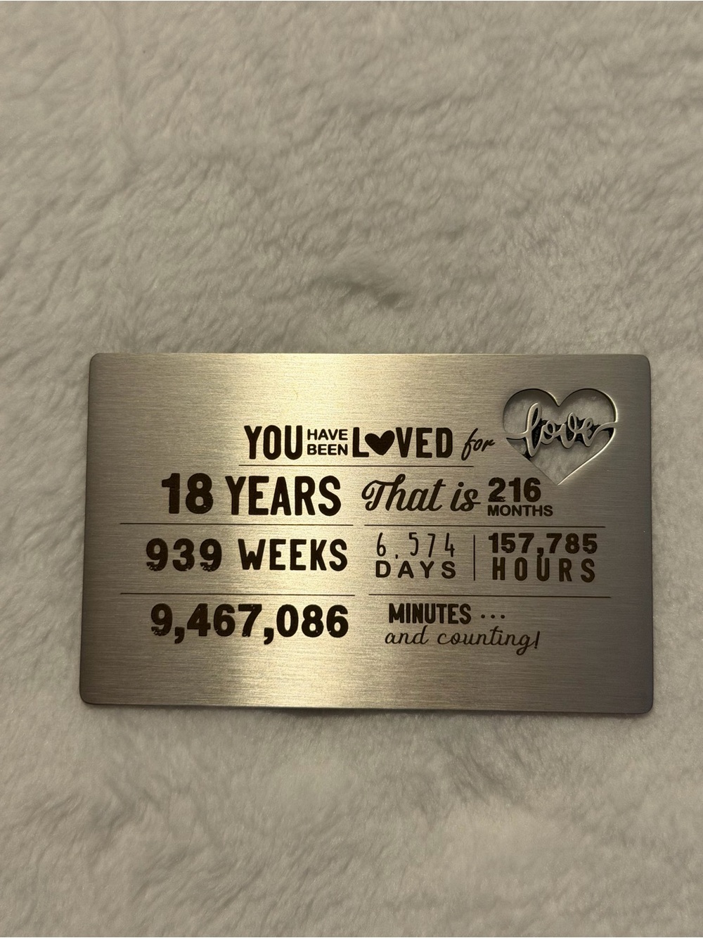 18th Birthday Engraved Metal Wallet Insert for Son or Daughter